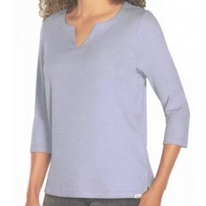 Orvis XXL 2X Ladies' 3/4 Sleeve Pima Cotton Tee/Top with Side Slits - Violet